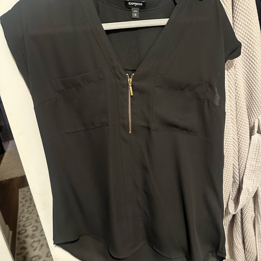 Express Women's Black Zipper Blouse